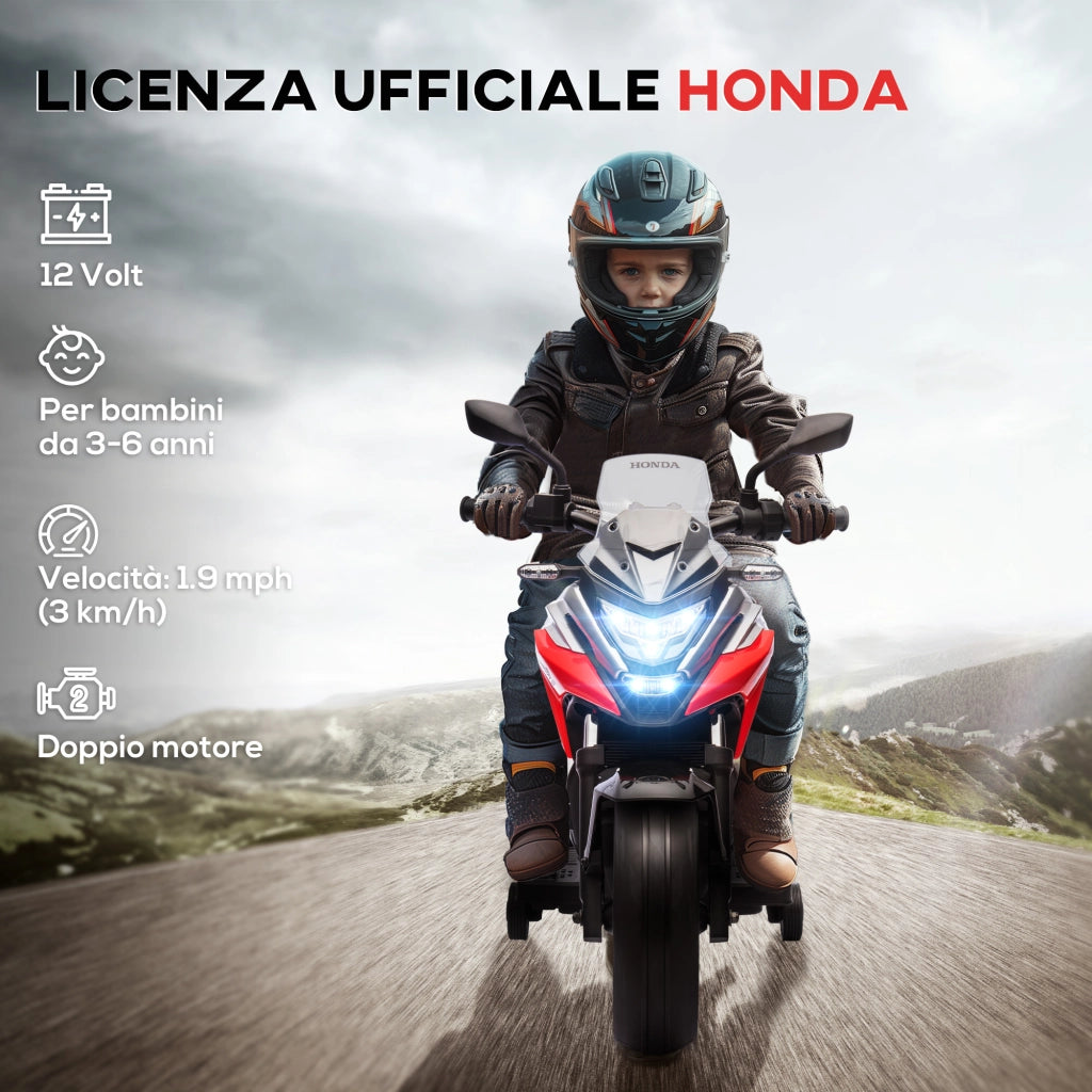 Moto Elettrica Honda per Bambini 3-6 Anni ¨C Xylo ¨C Rosso con Fari LED e Musica, 107x46x75 cm