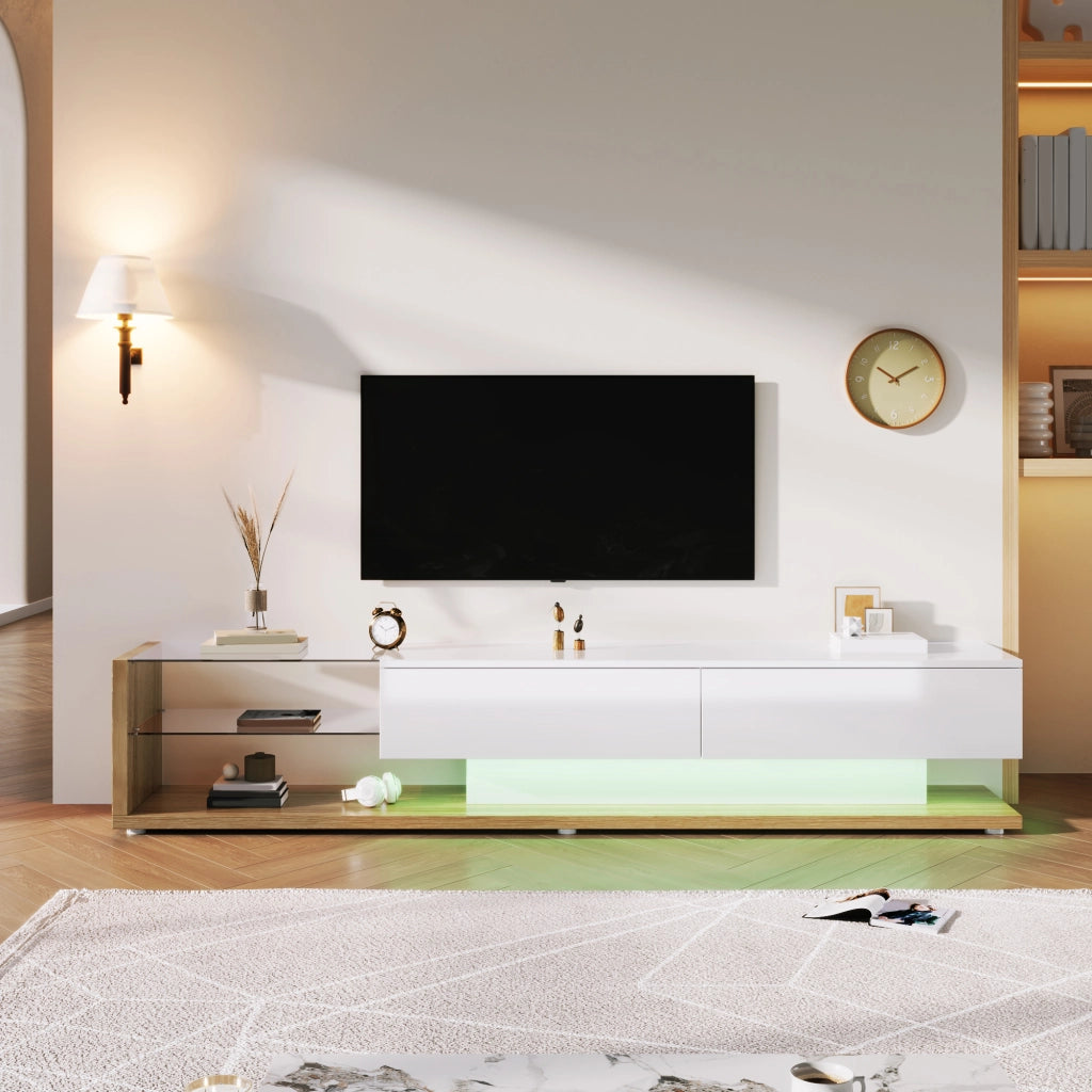 Cassettiera per TV bianca lucida in truciolare 170 cm