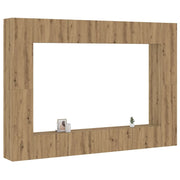 Set Mobile TV 8 pz Montato a Parete Rovere in Legno Multistrato 3328978