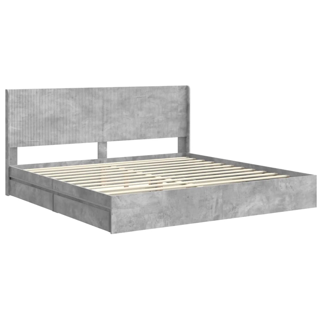 Struttura del letto con stoccaggio e testata Grigio Cemento 3413998