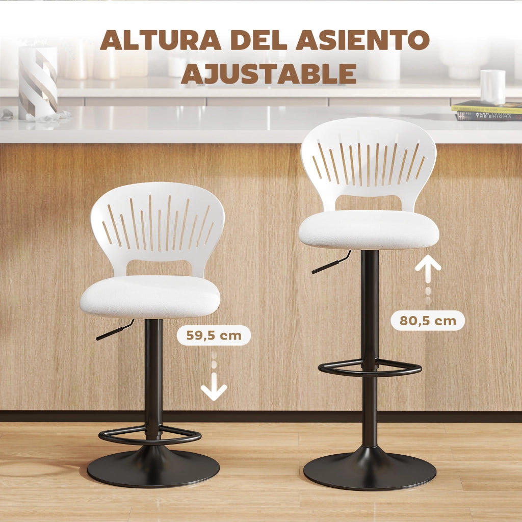 Set di 2 sgabelli da bar girevoli 360¡ã ¨C Minimal ¨C bianco, metallo, 84-105 cm