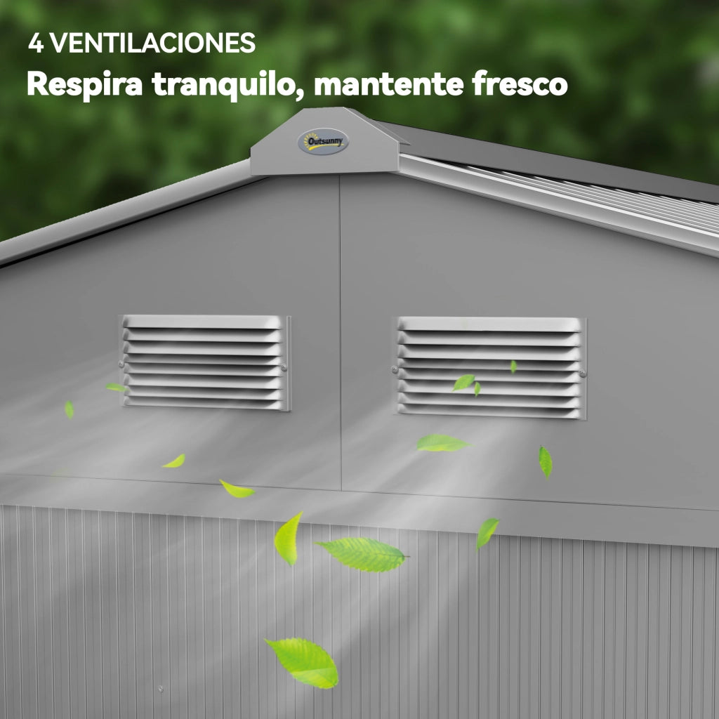 Casetta da Giardino 4,9 m2 ¨C Xylo ¨C 277x195x192 cm Grigio con Porta Scorrevole e Ventilazione