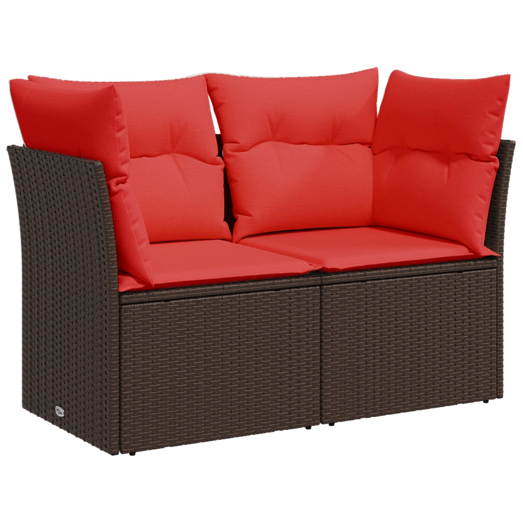 Divano da giardino con cuscini a 2 posti marrone in polyrattan 366226