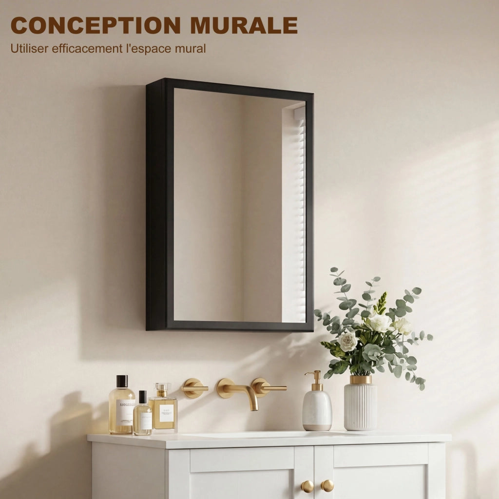 Armadio da bagno con specchio ¨C Minimal ¨C nero 40x12x60 cm