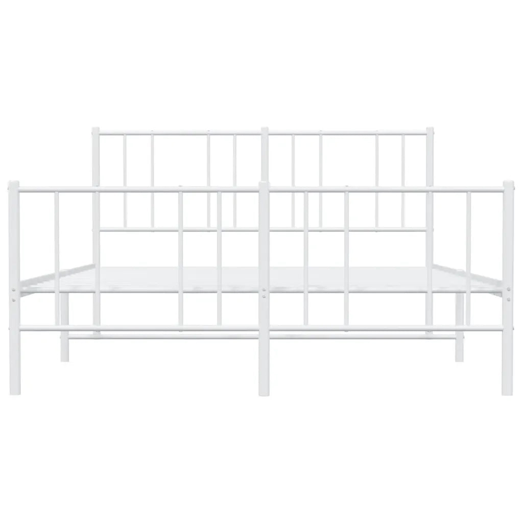 Letto matrimoniale | Letto per adulti | Giroletto con Testiera e Pediera Metallo Bianco 140x190 cm