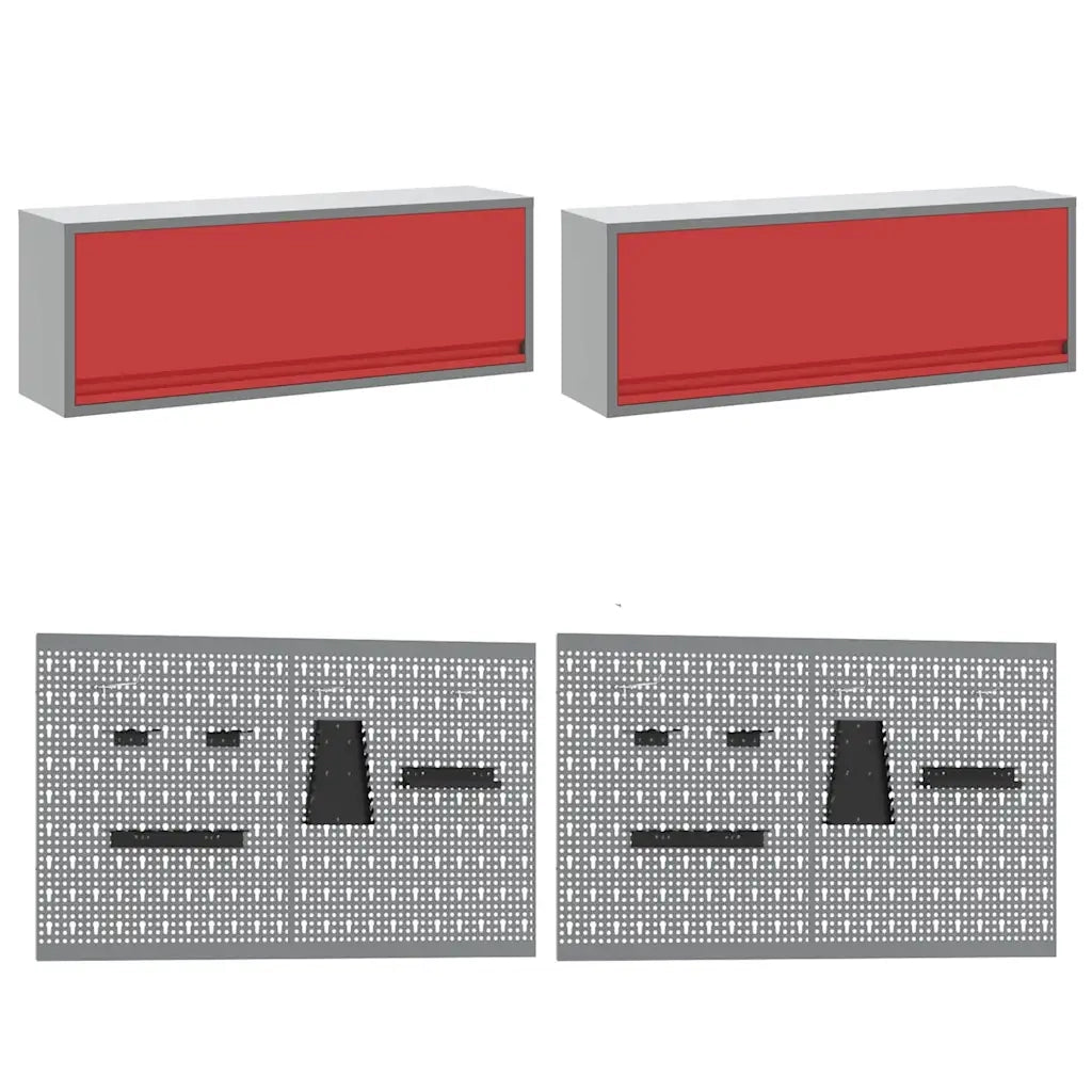 Set di mobili da lavoro con cassetto con blocco 10 pcs Rosso 3321475