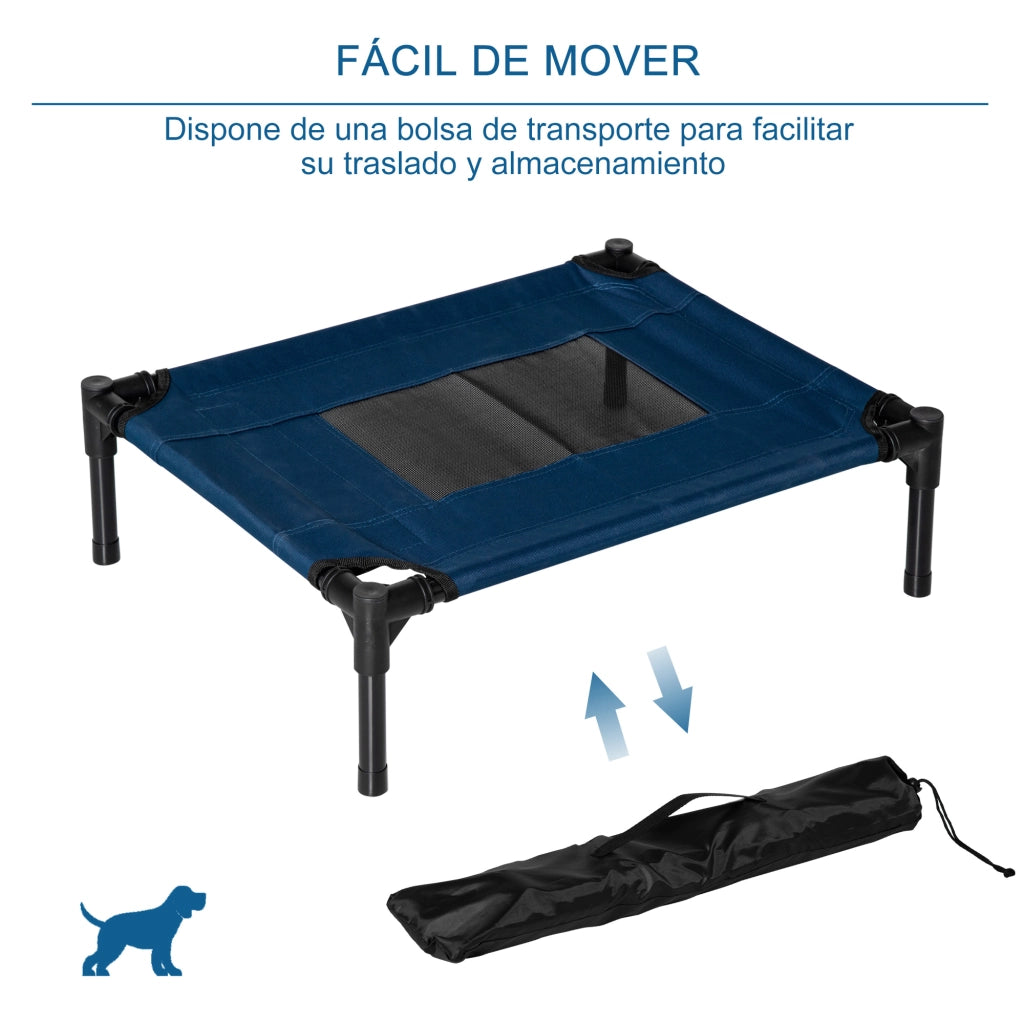 Letto per Cani Gatti Portatile con Zona a Maglia e Tela Oxford ¨C zephmum ¨C 61x46x18 cm Blu