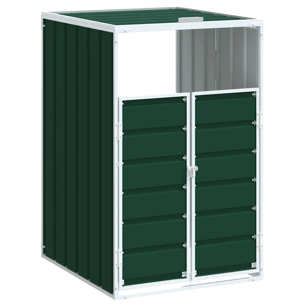 Copribidone con Ruote Bidone Singolo Verde 72x81x115cm Acciaio 4006171