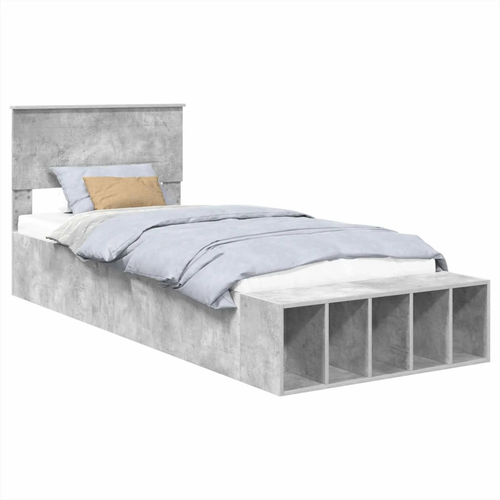 Struttura del letto con lo scaffale Grigio cemento 70 x 190 cm 3408420