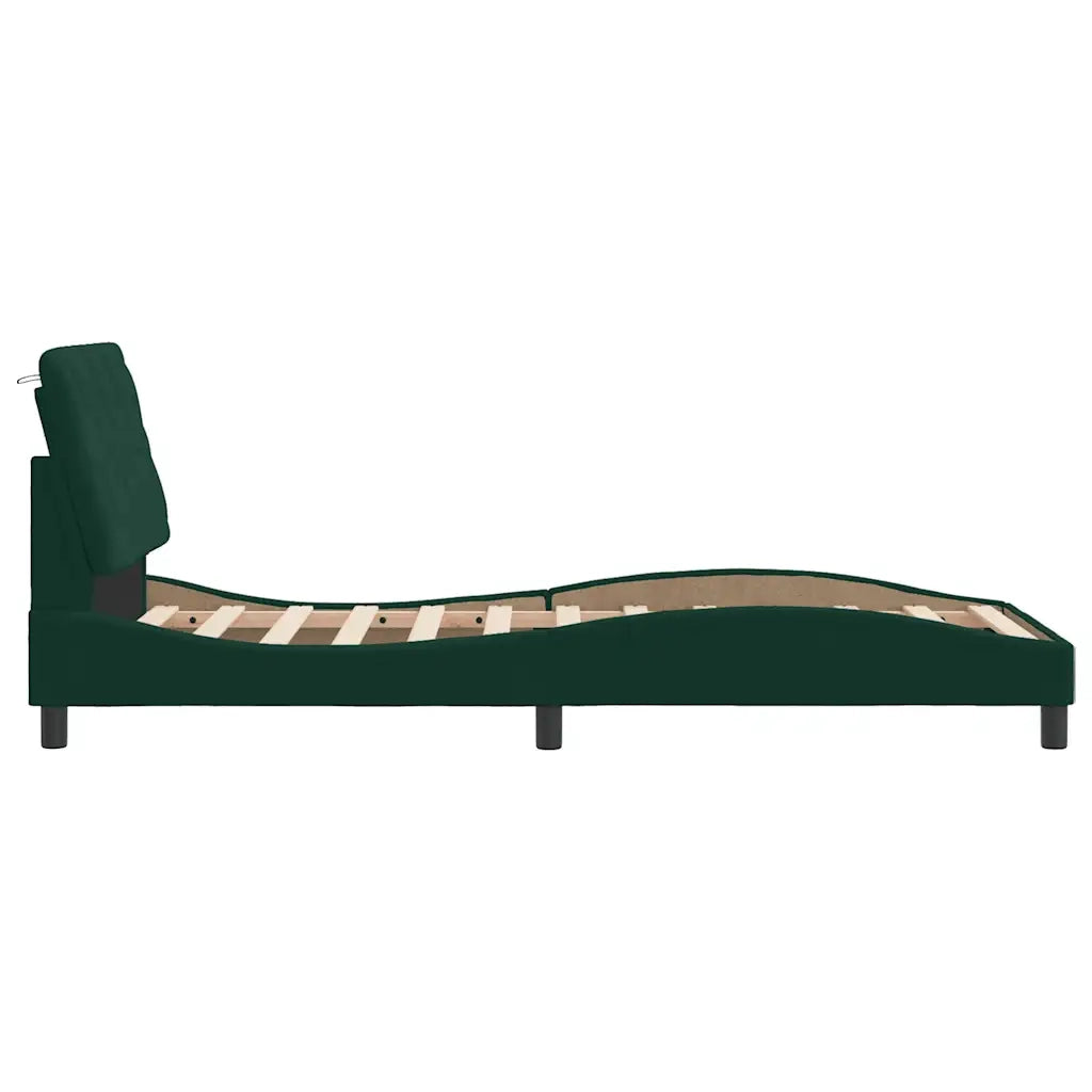 Giroletto senza Materasso-Struttura Letto Verde Scuro 90x190 cm in Velluto 574554