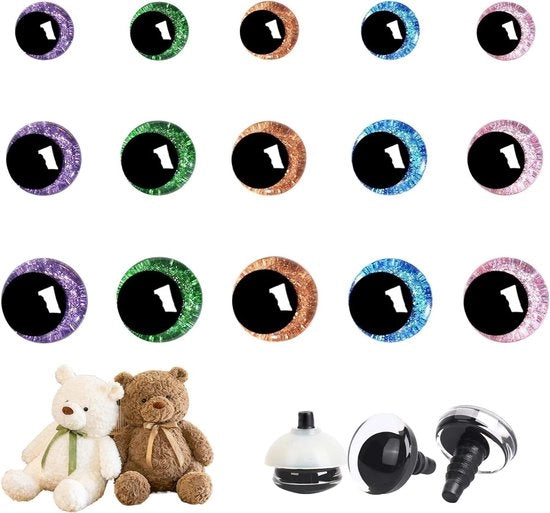 30 pezzi di sicurezza in plastica lucidata 14 mm 16 mm 18 mm con chiusini per Amigurumi e giocattoli di peluche