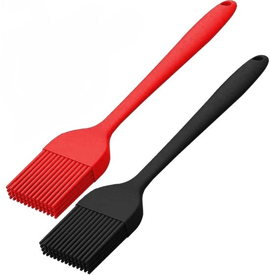 Set di pennelli in silicone a 2 pezzi - Resistente al calore - Pennelli da cucina/da griglia - Ergonomico - Qualità alimentare/BPA gratuito - Pennello da cucina