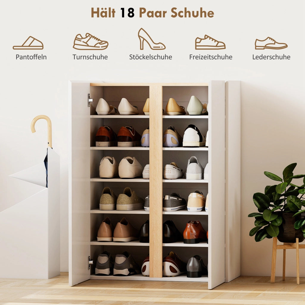 Scarpiera 6 Ripiani con Ante Soft-Close ¨C zephmum ¨C Legno Bianco 80x30x100