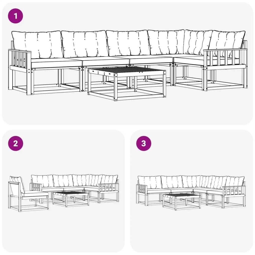 Set di divani da esterno 6 pcs Bianco e Grigio Chiaro 3388705