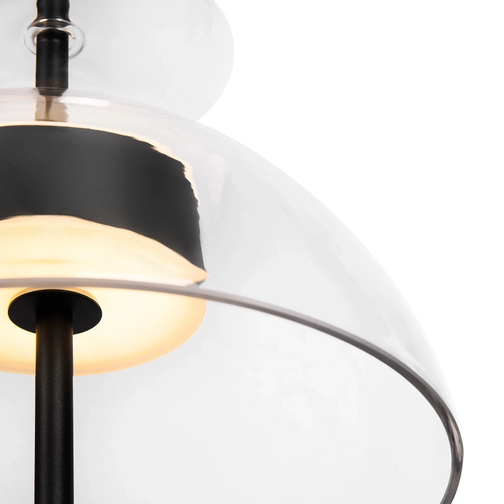 Maytoni Lampadario moderno Bangkok 1 luce LED integrato nero metallo trasparente vetro