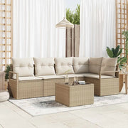 Set Divano da Giardino 6 pcs Beige e Crema polyrattan