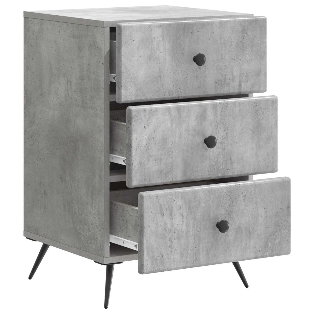 Comodino | Armadio da Notte | Mobiletto da notte con cassetto Grigio Cemento 43 x 41 x 66,5 cm