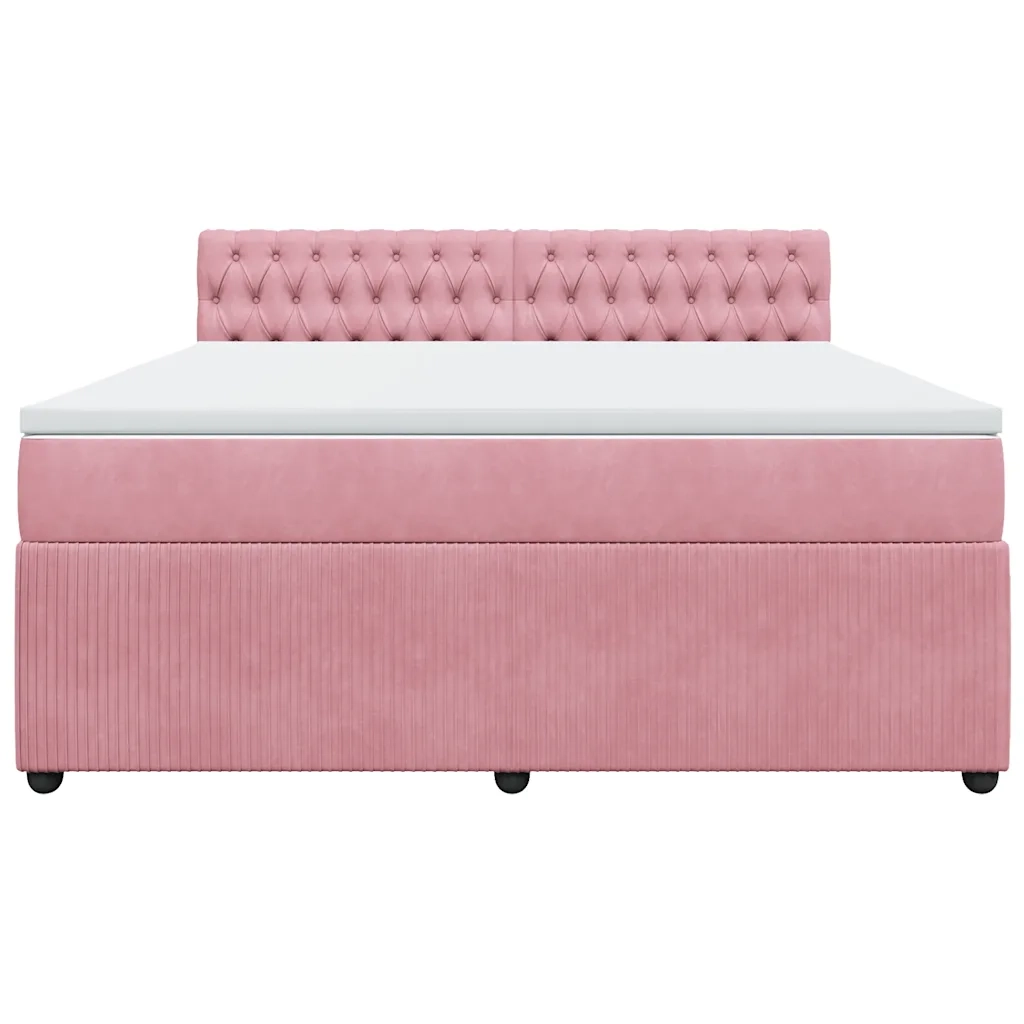 Giroletto a Molle con Materasso Rosa 180x200 cm in Velluto 3287817