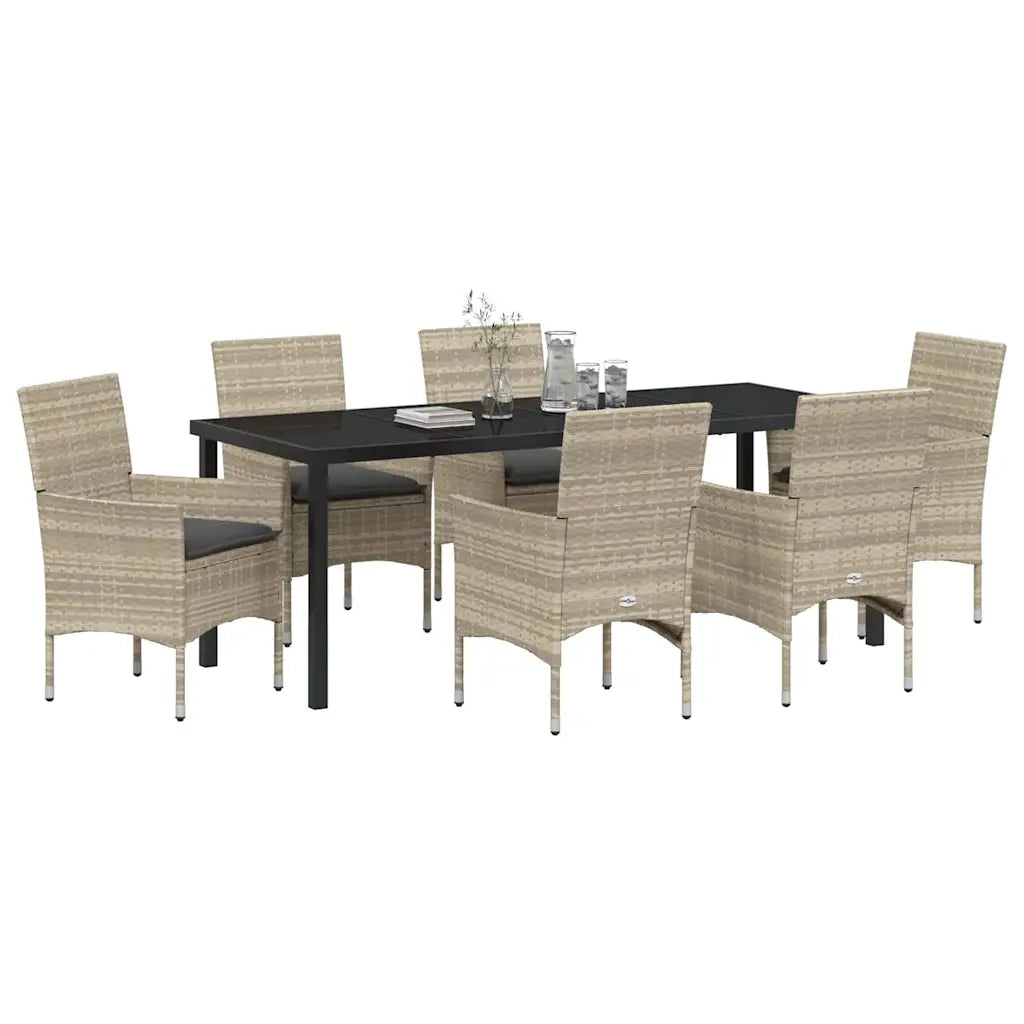 Set da Pranzo per Giardino 7 pcs Grigio chiaro polyrattan 3379812
