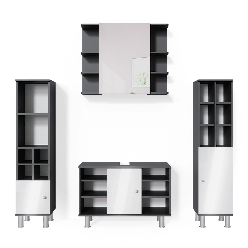 Vicco Set mobili bagno Antracite 4 parti