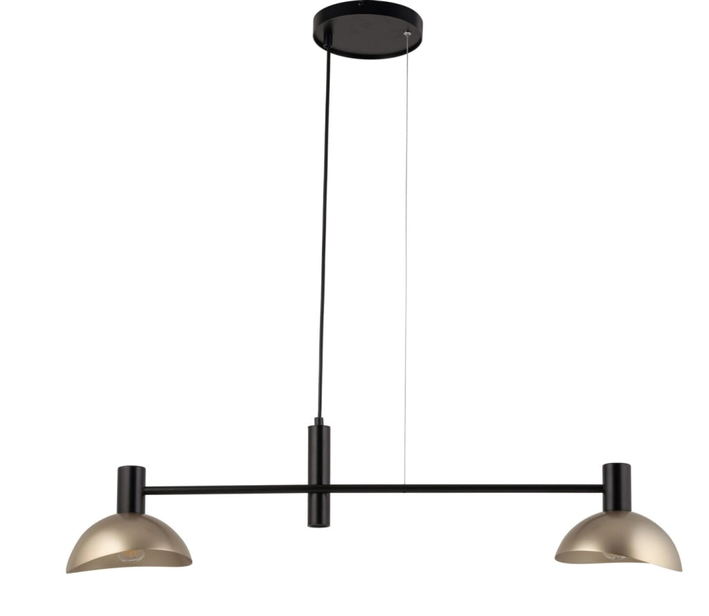 Lampada a sospensione moderna Artis nera oro 2xE14 Sigma