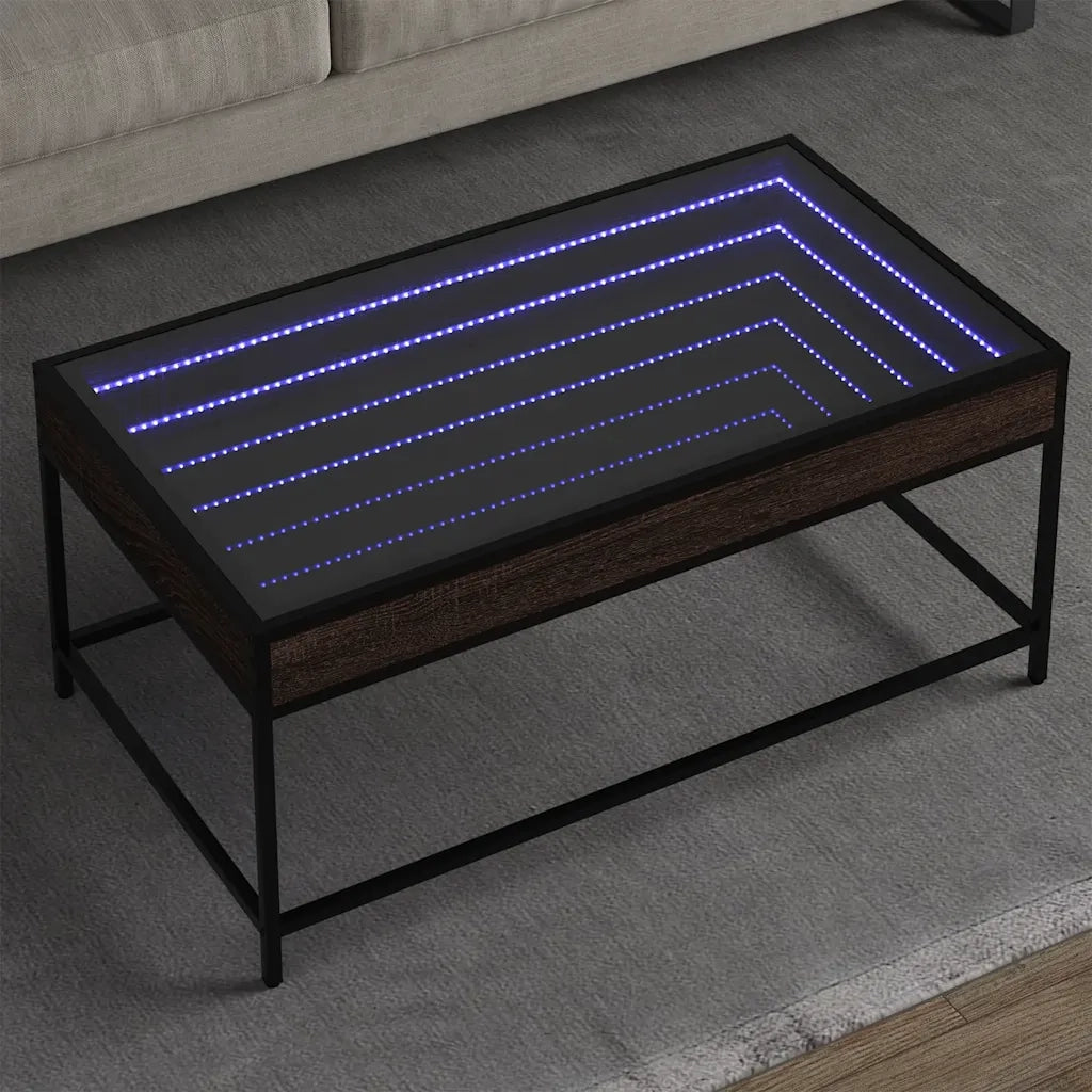 Tavolino da Salotto con LED Infinity Rovere Marrone 90x50x41 cm 847691