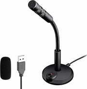 Microfono USB - Microfono Desktop - Streaming e Podcasting Registrazione - Plug and Play - 1,5m Cavo - Nero