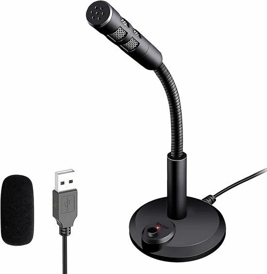 Microfono USB - Microfono Desktop - Streaming e Podcasting Registrazione - Plug and Play - 1,5m Cavo - Nero
