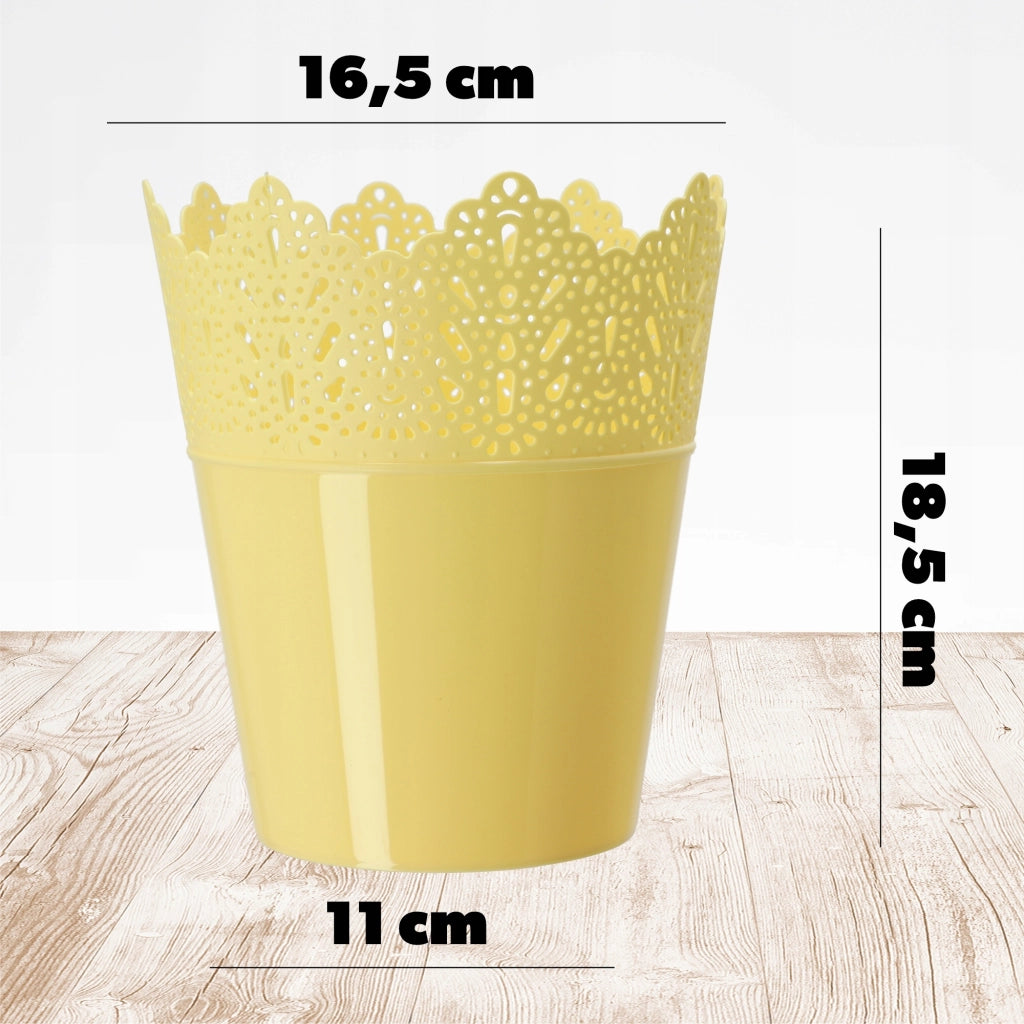Vaso da fiori KADAX, vaso da fiori, coperchio, alto, in plastica, 16,5 cm, giallo