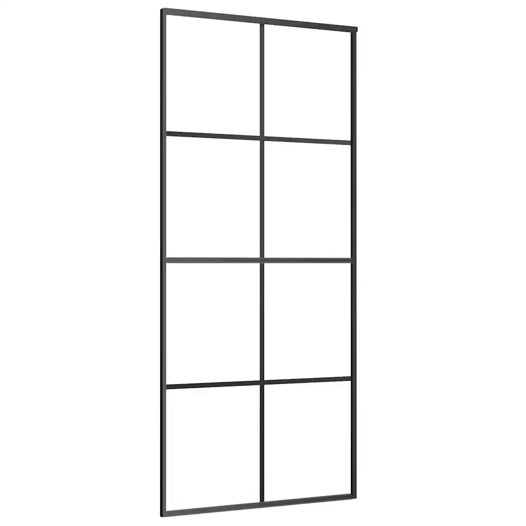 Porta Scorrevole con Ferramenta Nera 90x205 cm in Vetro ESG