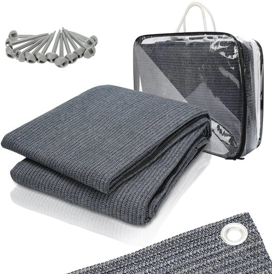 Tavolo da Campeggio 250x300cm Blu-Grigio Materiale HDPE Impermeabile 13 Pennelli per Terra