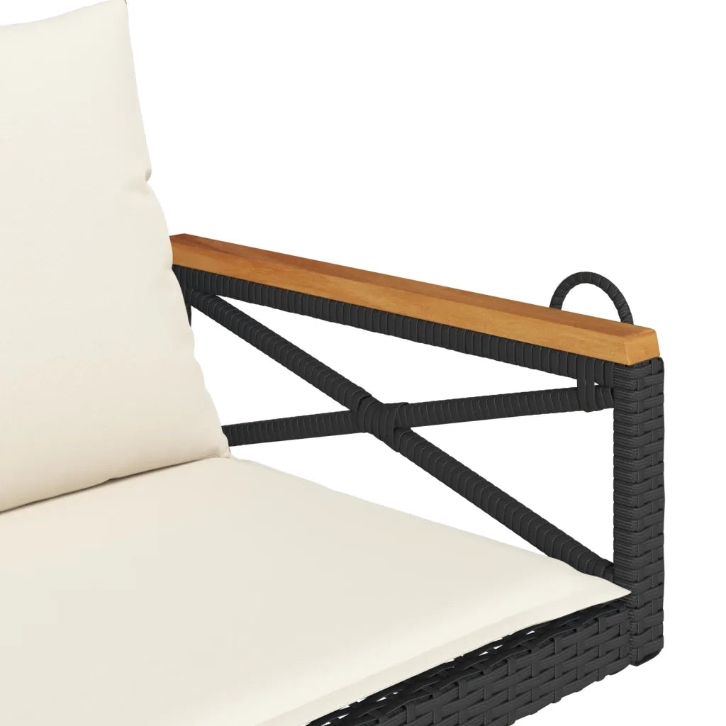 Panchina a Dondolo con Cuscini Nera 109x62x40 cm in Polyrattan 368155