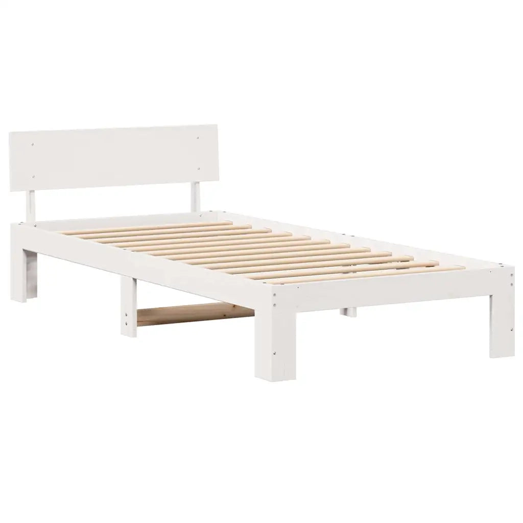 Letto singolo | Letto per adulti | Struttura del letto Bianco 100 x 200 cm Pino massello