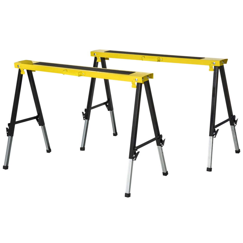 CAVALLETTI DA LAVORO PIEGHEVOLI SET DA 2 PEZZI 100x49x62-90 cm Acciaio Giallo
