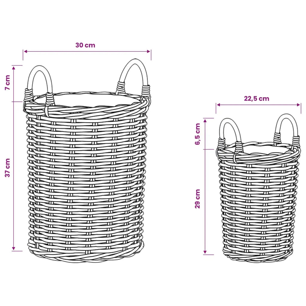 Cesto per Piante con archiviazione 2 pcs Grigio Rattan Kubu 42020957