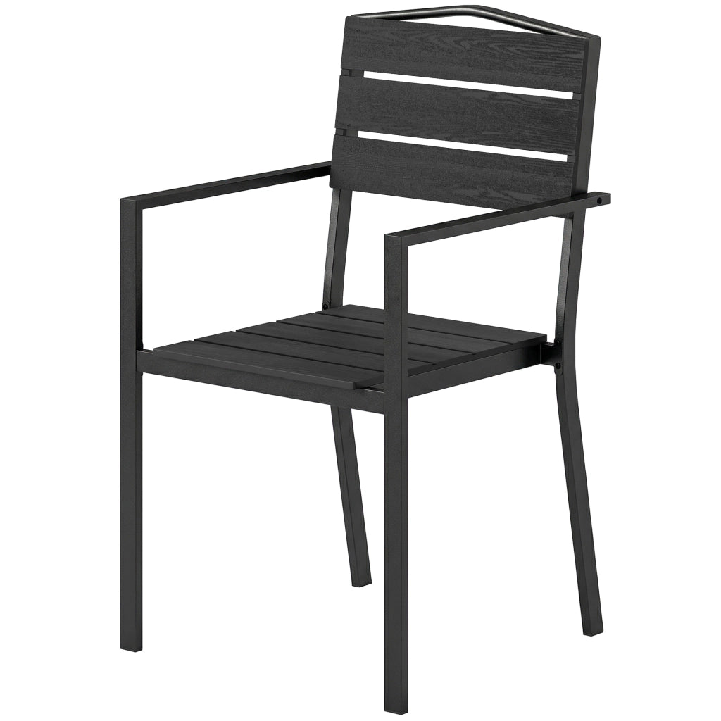 Sedia da giardino impilabile con braccioli ¨C Minimal ¨C Nero 52x51x90 cm