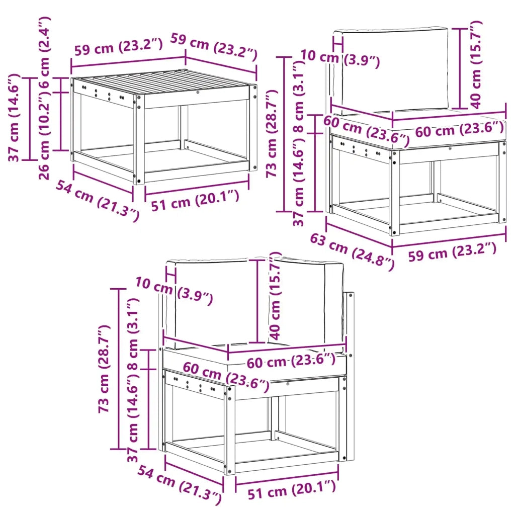 Set di divani da esterno 6 pcs 3387394
