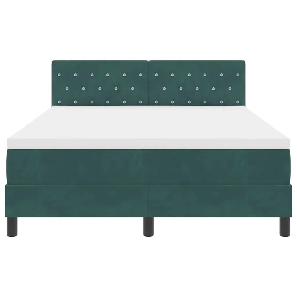 Letto a Sorgente LED con led Verde Scuro 140 x 190 cm Velluto 3342587