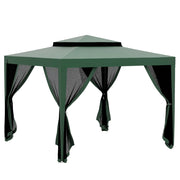 Gazebo da Giardino 3x3 m ¨C Zephmum ¨C Verde con 4 Mosquitiere e Tetto Doppio