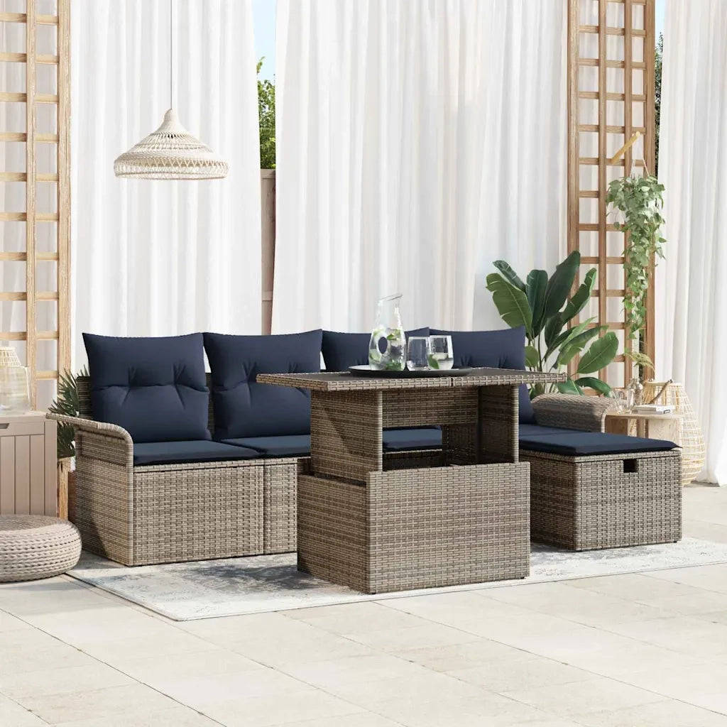 Set Divano da Giardino con cuscino 6 pcs Grigio polyrattan 3361004
