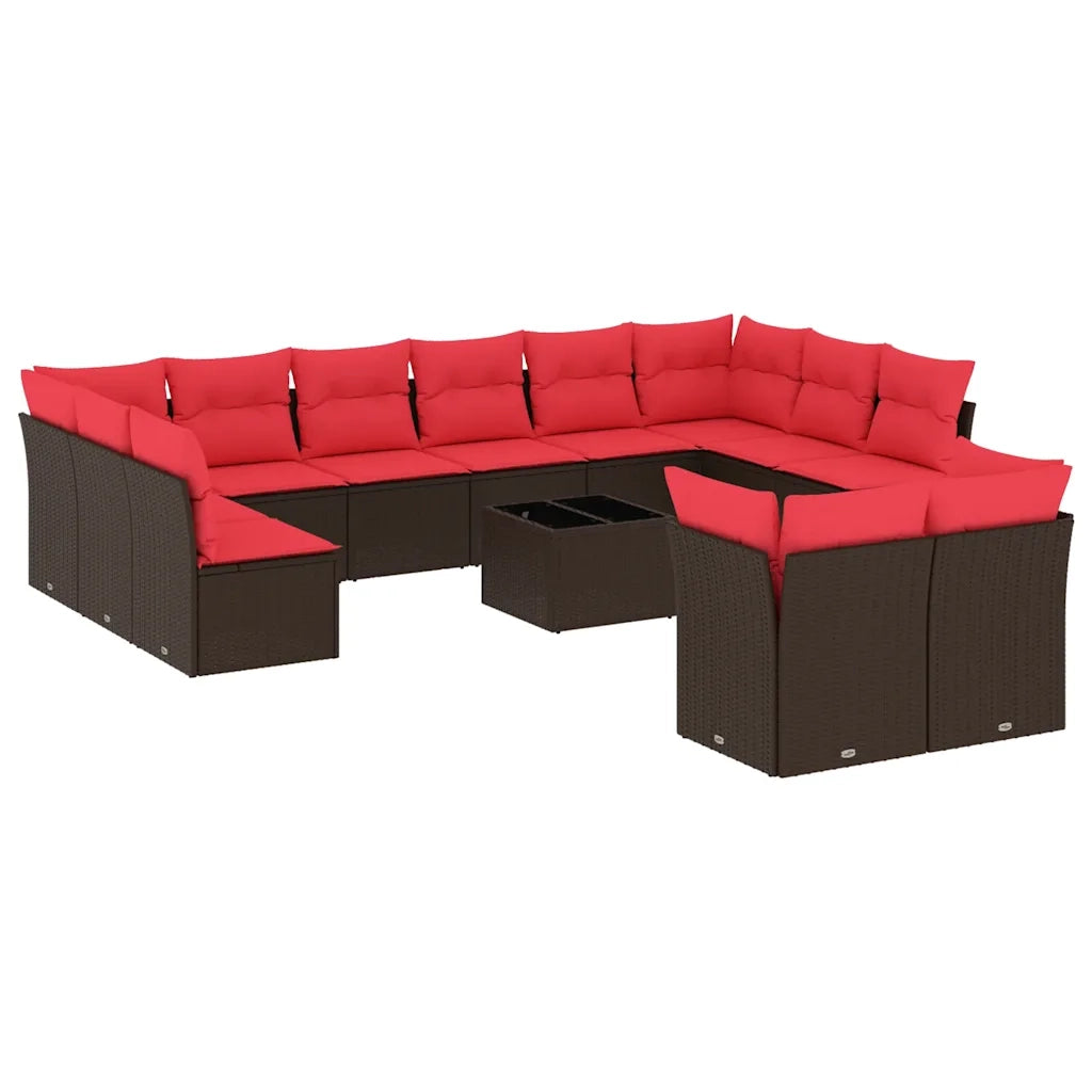Set Divani da Giardino 13 pz con Cuscini Marrone in Polyrattan 3218444