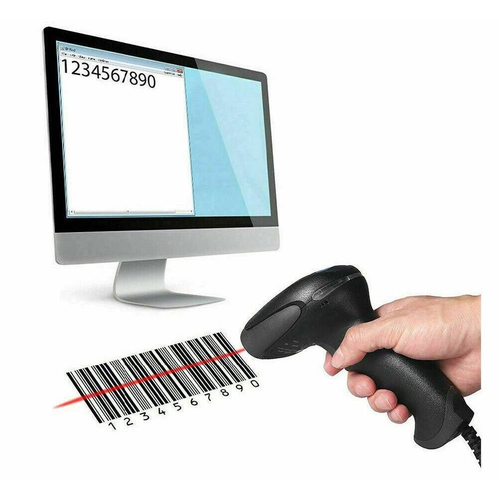 Trade Shop - Lettore Codice A Barre Barcode Scanner Con Cavo Usb Pistola Laser Q-a202 -