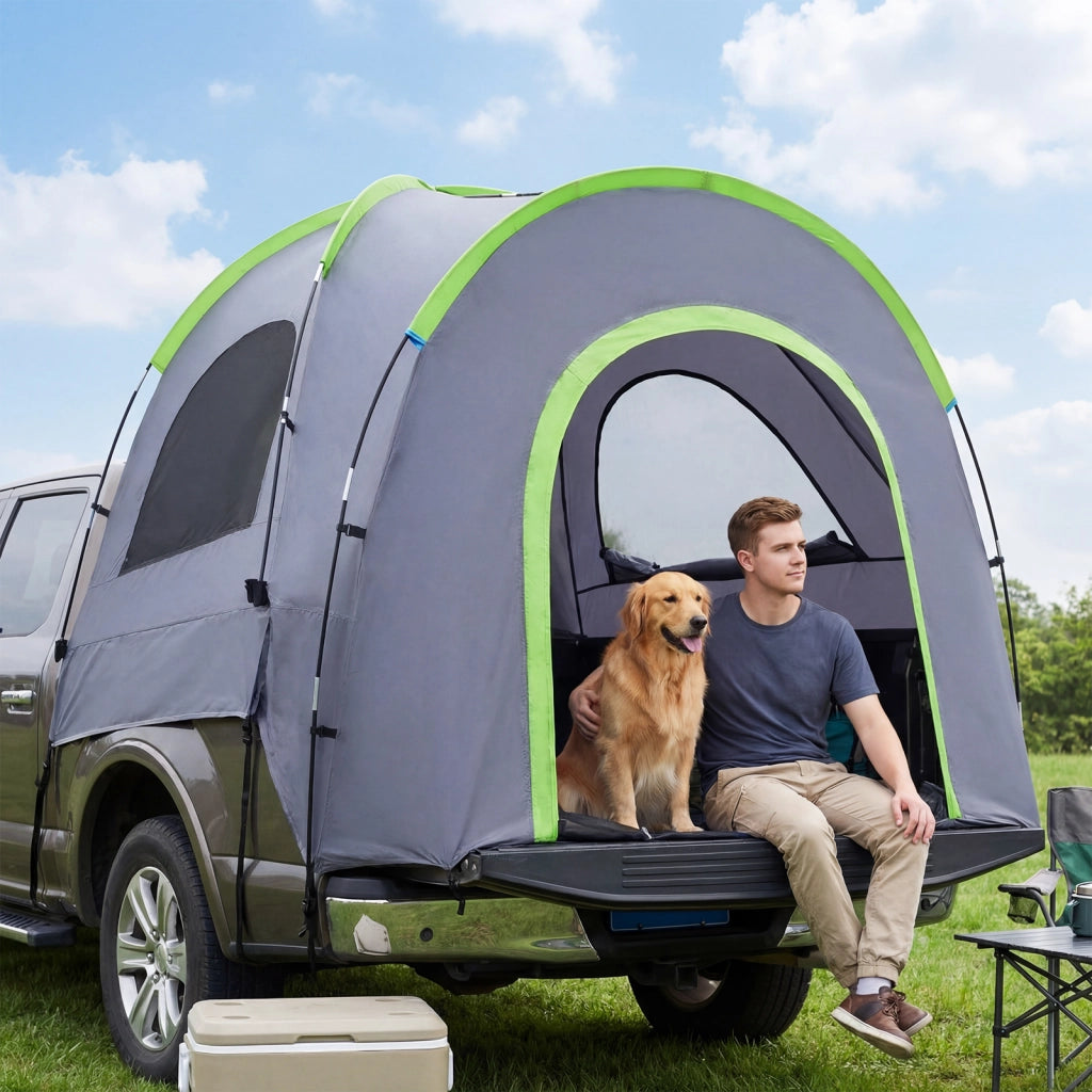 Tenda per pick-up con copertura antipioggia finestre ventilate e borsa datrasporto, Tenda impermeabile per cassone camion 168-177 cm