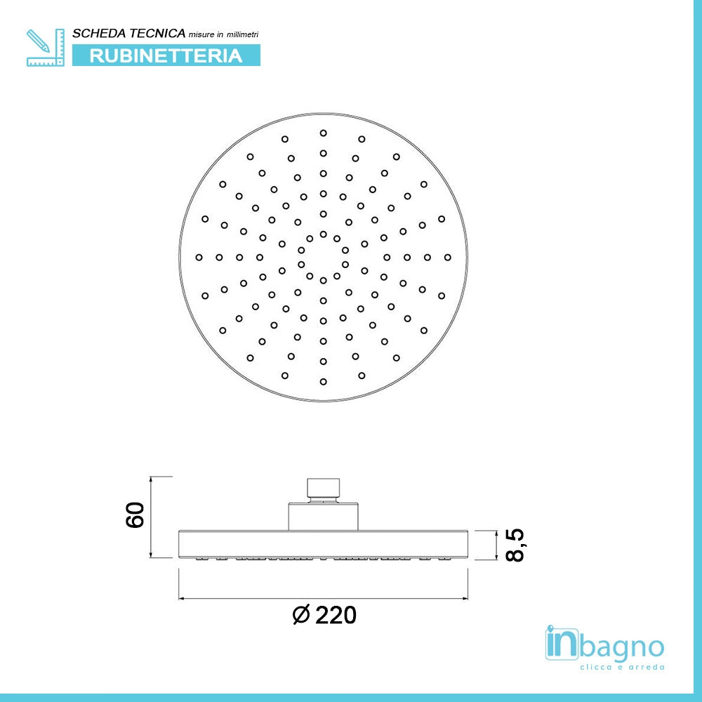 Set doccia con soffione in ABS e braccio estendibile 35-50 cm in ottone cromato