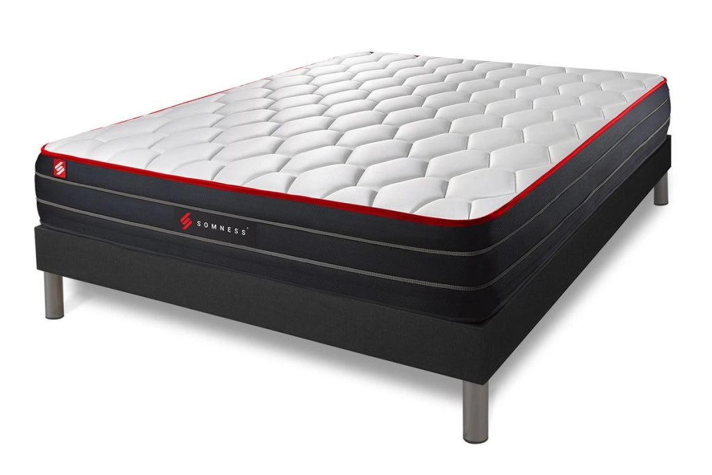 Pacchetto letto completo - Materasso 140x200cm + Box spring con doghe (kit) + 2 cuscini + Piumino - Boost