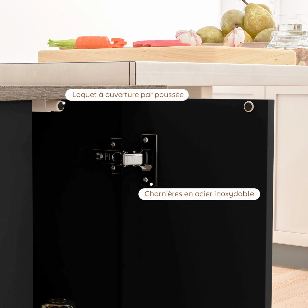 Carrello da cucina con piano di lavoro ¨C Xylo ¨C effetto legno nero 105x60 cm