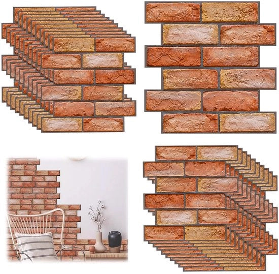 40 pezzi di rivestimento per parete con aspetto di pietra, 30x30 cm, PVC idrorepellente, pannelli per parete con aspetto di pietra 3D, adesivi, pannelli per parete per porte interne per camera da letto e cucina