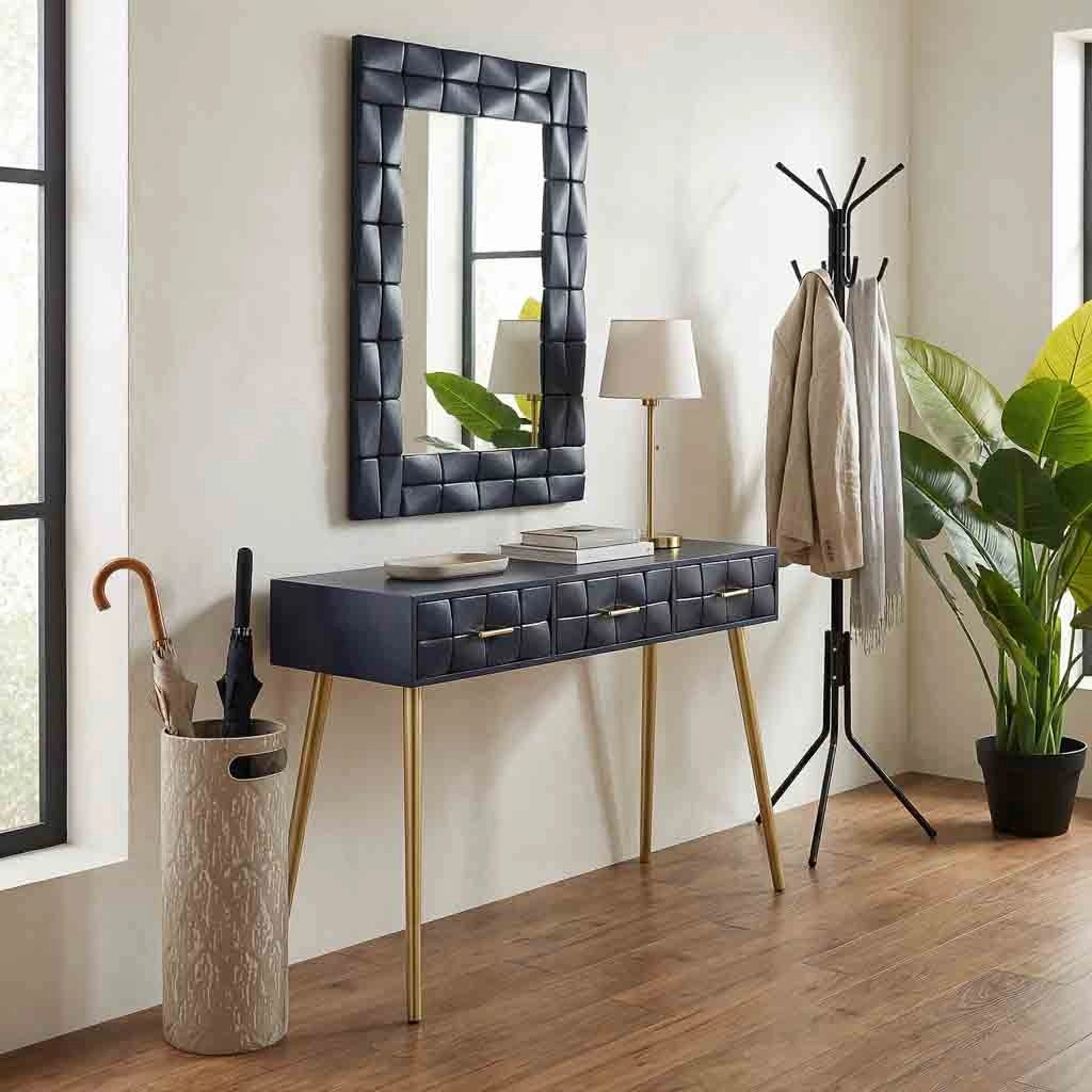Mobile ingresso in legno nero 132x41x79h cm