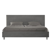 BS COM Letto matrimoniale king size senza rete imbottito 190x200 microfibra grigio