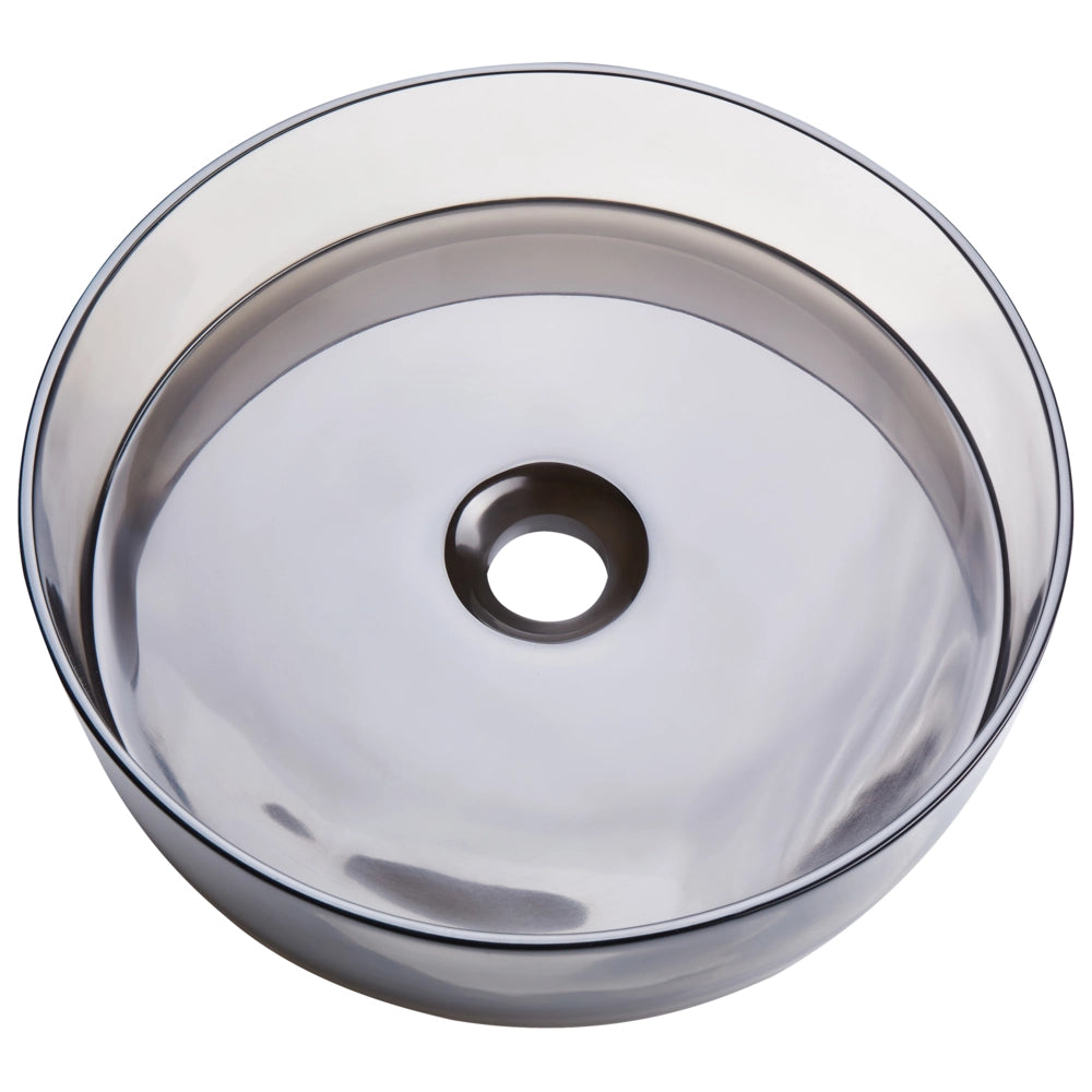 Lavandino da appoggio Nero Superficie solida 360 mm Lavandino da bagno rotondo semitrasparente